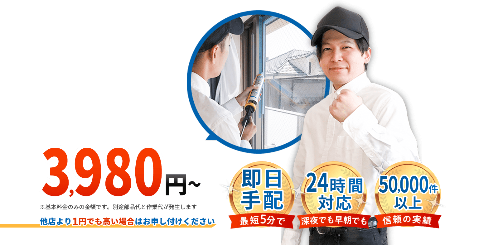 最短5分で即日手配。24時間深夜でも早朝でも対応。50000件以上、信頼の実績。